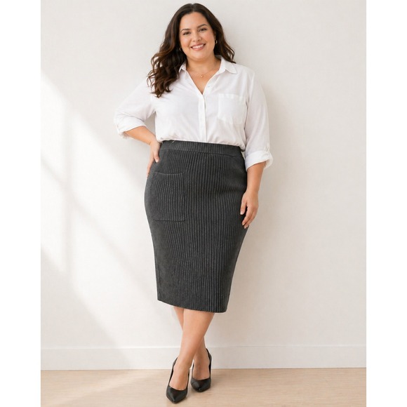 Universal Standard Dresses & Skirts - Universal Standard Ribbed Knit Patch Pocket Pencil Skirt Black M Plus Size 18 20